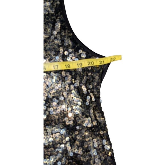 Calvin Klein Womens Black Gold Sequin Top 1X Scoop Neck Sleeveless Partywear - Picture 7 of 7